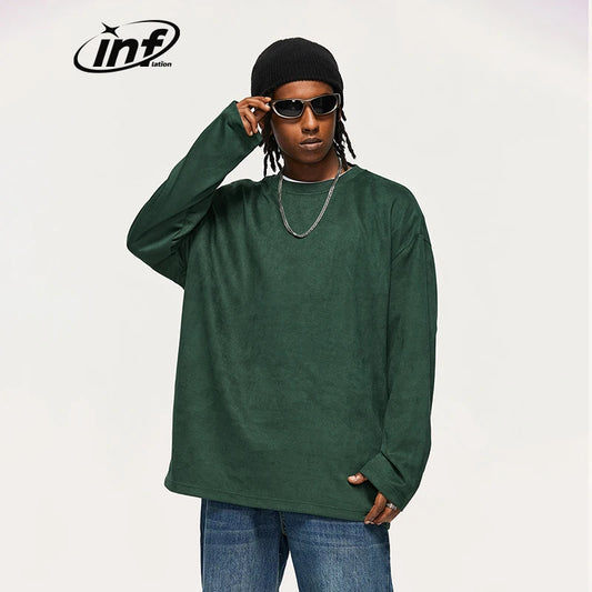 INFLATION Suede Fabric Long Sleeve Tees - INFLATION