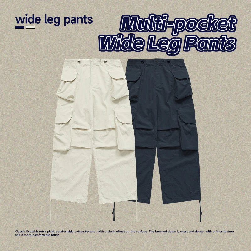 INFLATION Streetwear Multi-pockets Cargo Pants Men Hip Hop Wide Leg Pants - INFLATION