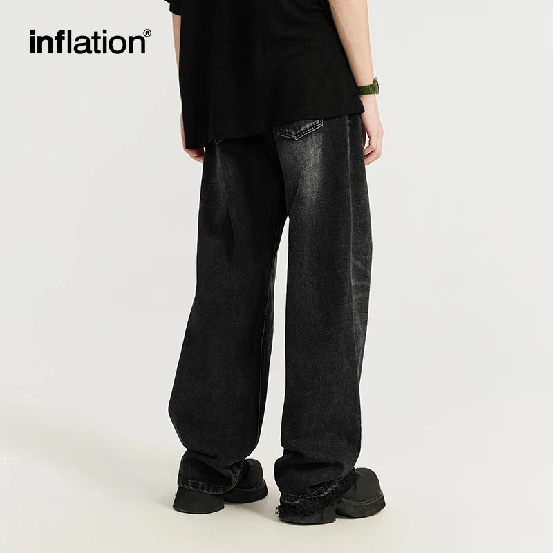 INFLLATION Retro Washed Denim Pants Men Classic Jeans Trousers - INFLATION