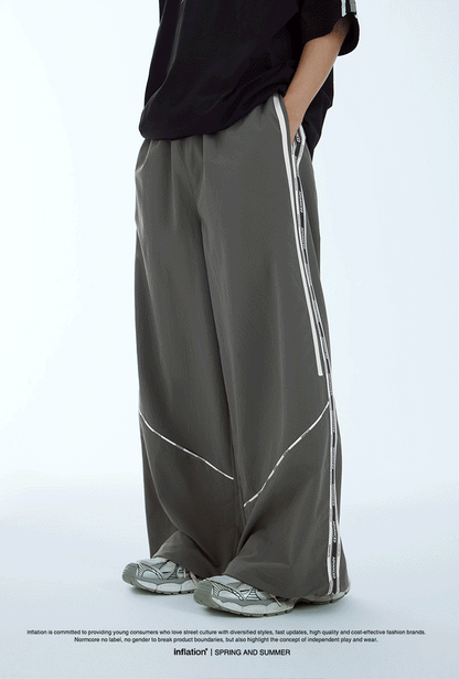 INFLATION Retro Side Splicing Wide Leg Track Pants Sportswear - INFLATION