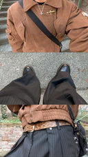 Horse Embroidery Suede Clasp Padded Jacket | Inflation Streetwear