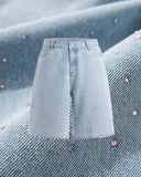 Blue Rhinestone Denim Shorts | Inflation Streetwear