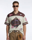breathable V-neck mesh jersey with oversized fit