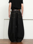 Pocket Embroidery Raw Barrel Jeans | Inflation Streetwear