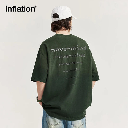 INFLATION Vintage Washed Oversize T shirt Men Streetwear