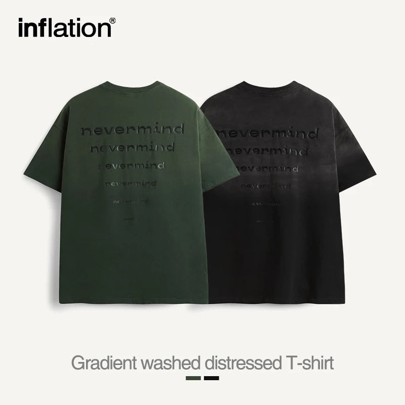 INFLATION Vintage Washed Oversize T shirt Men Streetwear - INFLATION